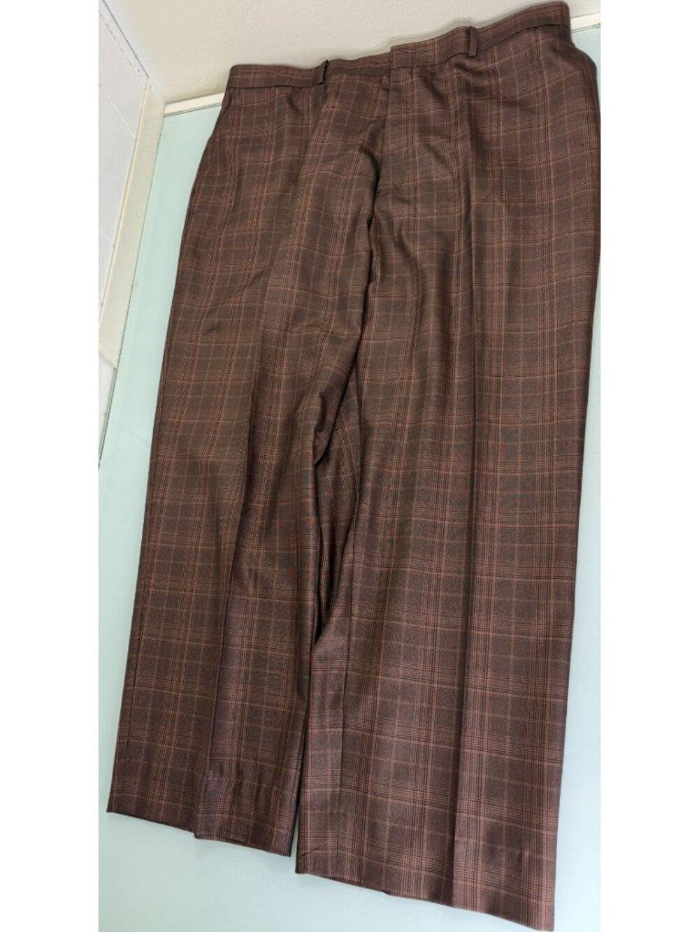 Vinci 3 Piece Suit 50L Blazer 40x30 Pants Vest Brown Plaid 2 Button Double Vent - Picture 4 of 16
